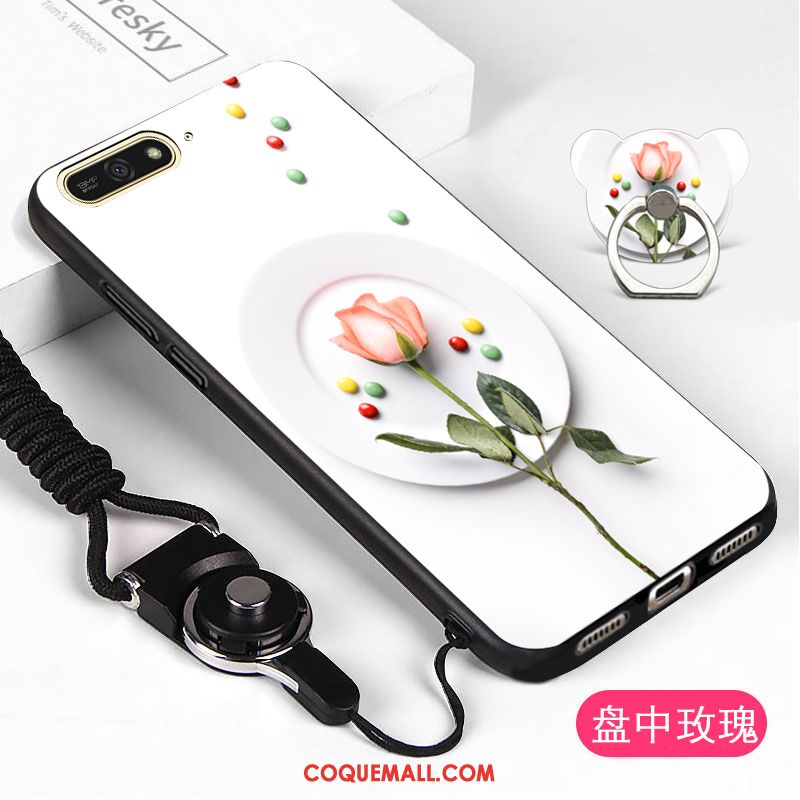 Étui Huawei Y6 2018 Blanc Fluide Doux Protection, Coque Huawei Y6 2018 Téléphone Portable