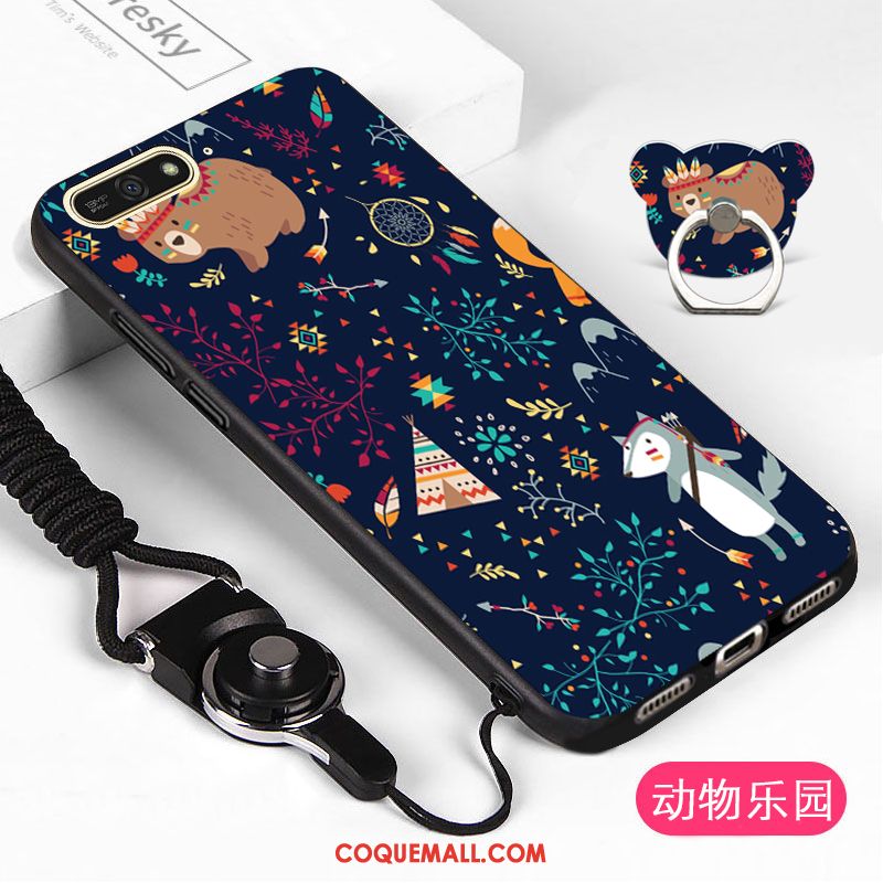 Étui Huawei Y6 2018 Blanc Protection Téléphone Portable, Coque Huawei Y6 2018 Incassable Dessin Animé