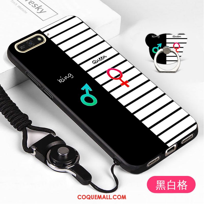 Étui Huawei Y6 2018 Blanc Protection Téléphone Portable, Coque Huawei Y6 2018 Incassable Dessin Animé