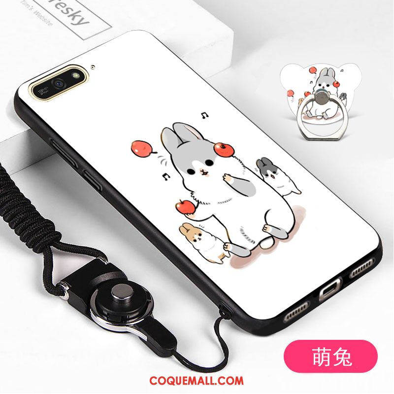 Étui Huawei Y6 2018 Blanc Protection Téléphone Portable, Coque Huawei Y6 2018 Incassable Dessin Animé