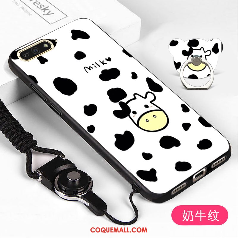 Étui Huawei Y6 2018 Blanc Protection Téléphone Portable, Coque Huawei Y6 2018 Incassable Dessin Animé