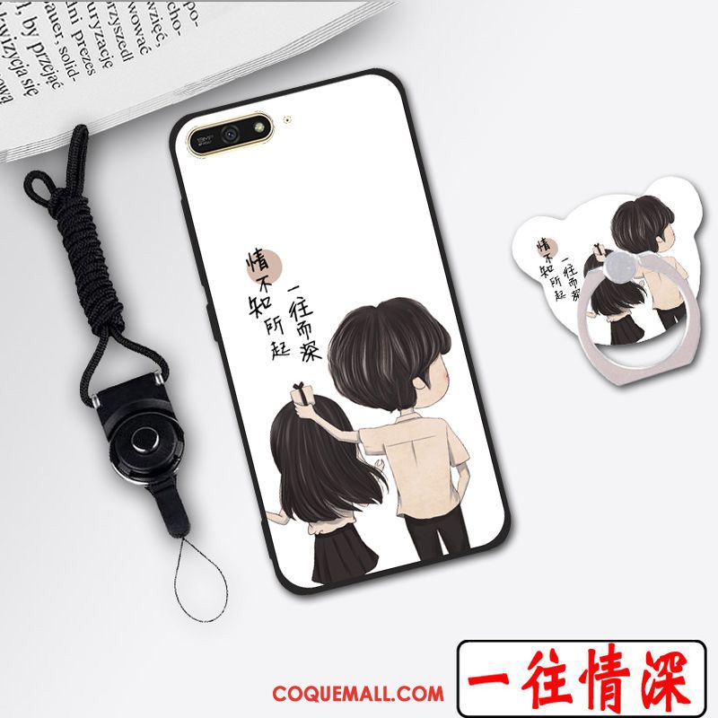 Étui Huawei Y6 2018 Blanc Téléphone Portable Ornements Suspendus, Coque Huawei Y6 2018 Clair Protection