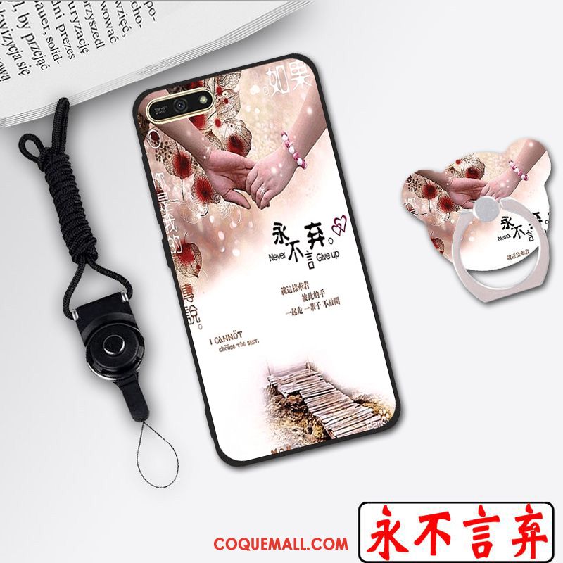 Étui Huawei Y6 2018 Blanc Téléphone Portable Ornements Suspendus, Coque Huawei Y6 2018 Clair Protection
