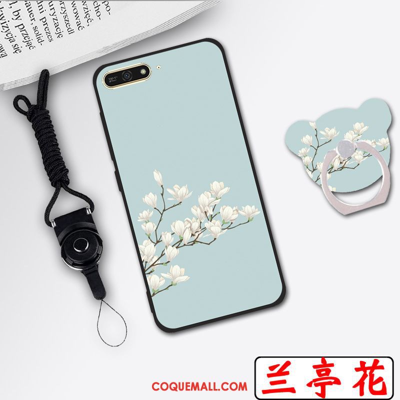 Étui Huawei Y6 2018 Blanc Téléphone Portable Ornements Suspendus, Coque Huawei Y6 2018 Clair Protection