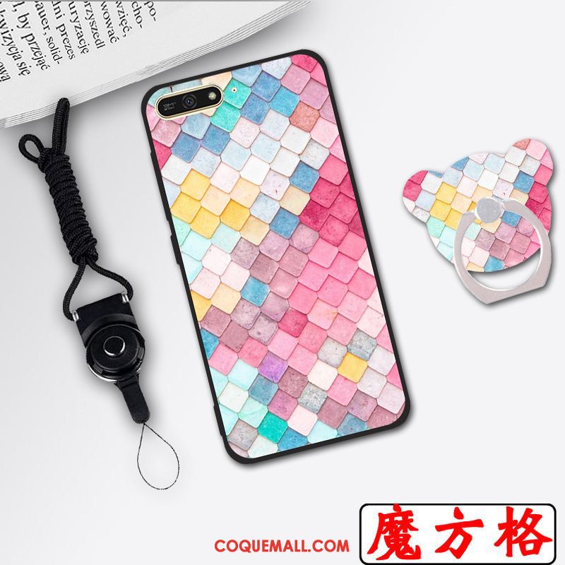 Étui Huawei Y6 2018 Blanc Téléphone Portable Ornements Suspendus, Coque Huawei Y6 2018 Clair Protection