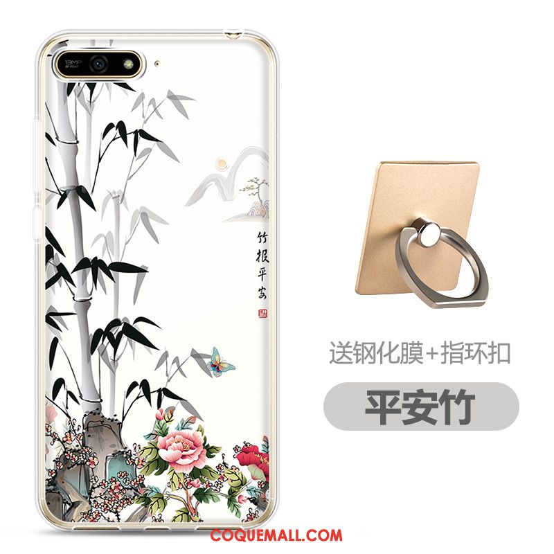 Étui Huawei Y6 2018 Bleu Marin Transparent Fluide Doux, Coque Huawei Y6 2018 Dessin Animé Tempérer