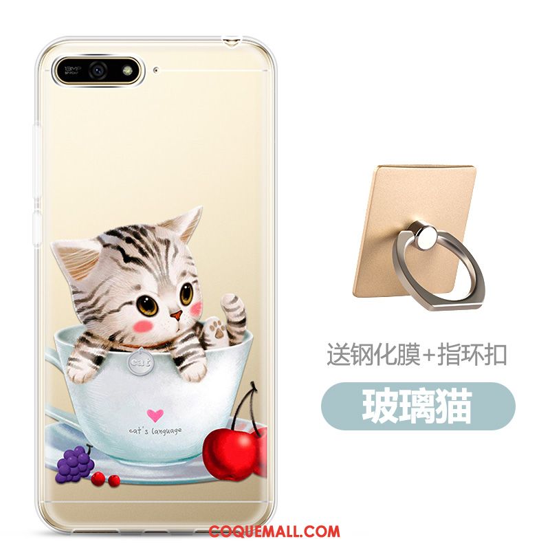 Étui Huawei Y6 2018 Bleu Marin Transparent Fluide Doux, Coque Huawei Y6 2018 Dessin Animé Tempérer