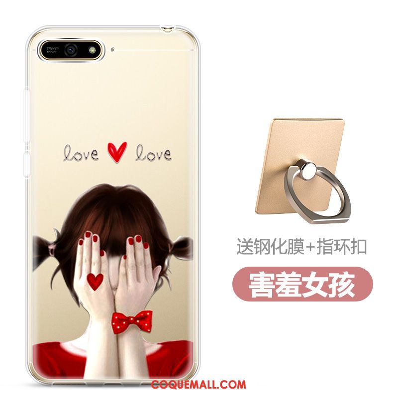 Étui Huawei Y6 2018 Bleu Marin Transparent Fluide Doux, Coque Huawei Y6 2018 Dessin Animé Tempérer