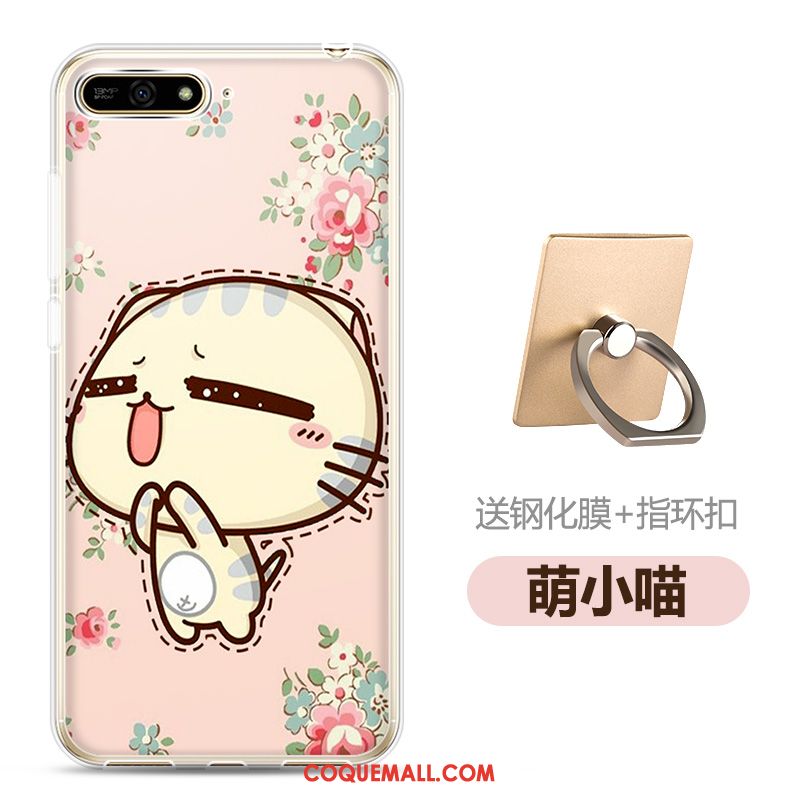 Étui Huawei Y6 2018 Bleu Marin Transparent Fluide Doux, Coque Huawei Y6 2018 Dessin Animé Tempérer