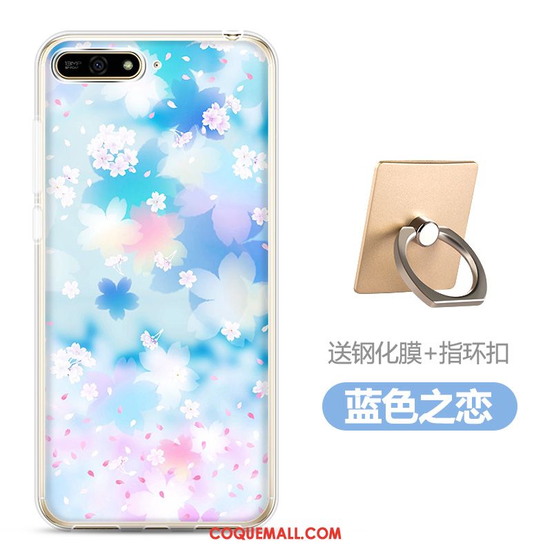 Étui Huawei Y6 2018 Bleu Marin Transparent Fluide Doux, Coque Huawei Y6 2018 Dessin Animé Tempérer