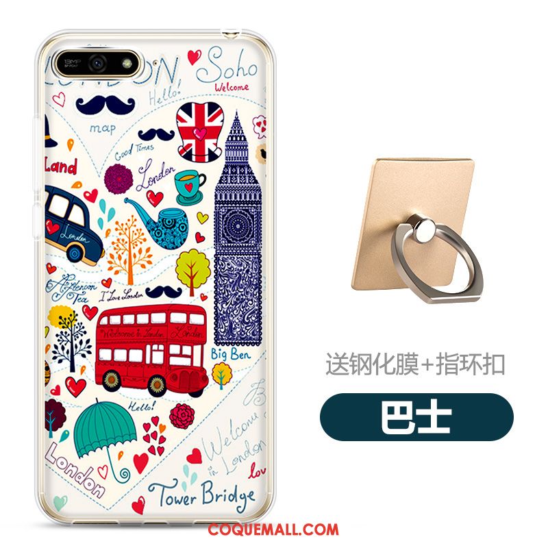 Étui Huawei Y6 2018 Bleu Marin Transparent Fluide Doux, Coque Huawei Y6 2018 Dessin Animé Tempérer