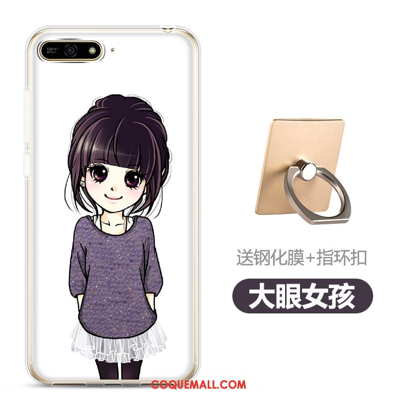 Étui Huawei Y6 2018 Bleu Marin Transparent Fluide Doux, Coque Huawei Y6 2018 Dessin Animé Tempérer