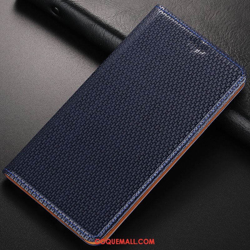 Étui Huawei Y6 2018 Cuir Véritable Protection Modèle Fleurie, Coque Huawei Y6 2018 Tout Compris Bleu