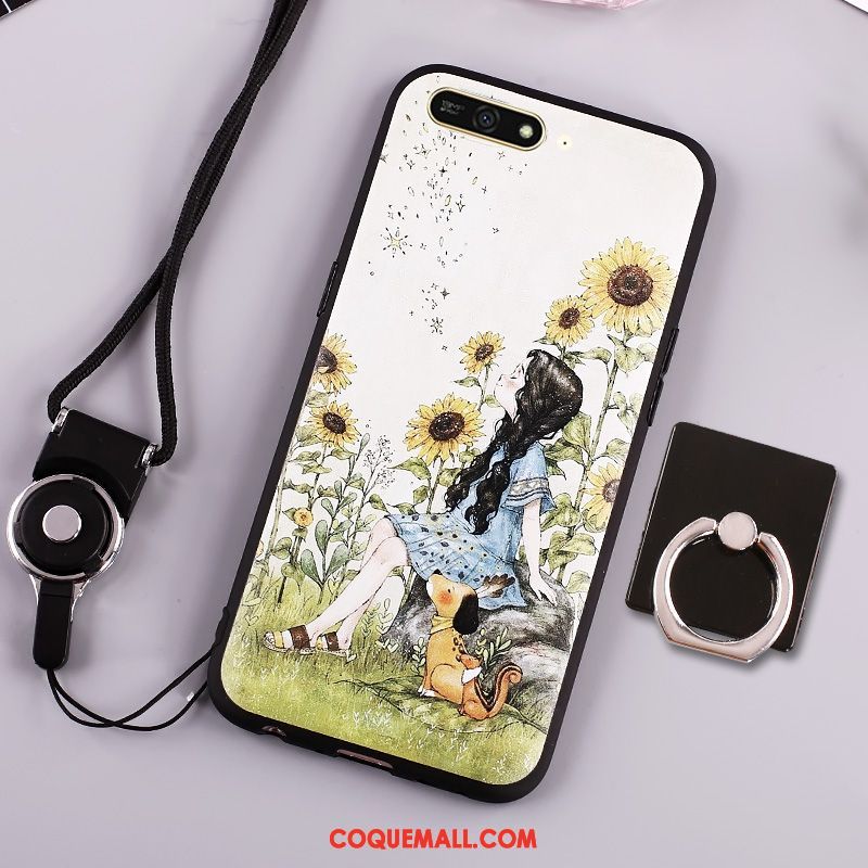 Étui Huawei Y6 2018 Dessin Animé Silicone Téléphone Portable, Coque Huawei Y6 2018 Bleu Marin