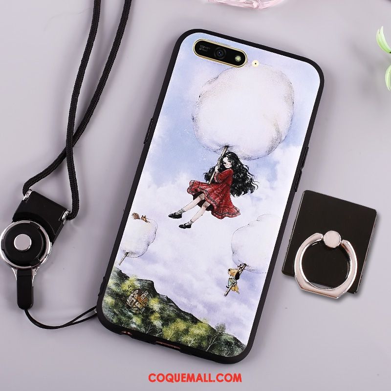 Étui Huawei Y6 2018 Dessin Animé Silicone Téléphone Portable, Coque Huawei Y6 2018 Bleu Marin