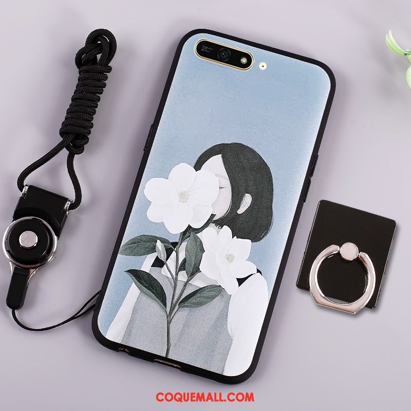 Étui Huawei Y6 2018 Dessin Animé Silicone Téléphone Portable, Coque Huawei Y6 2018 Bleu Marin