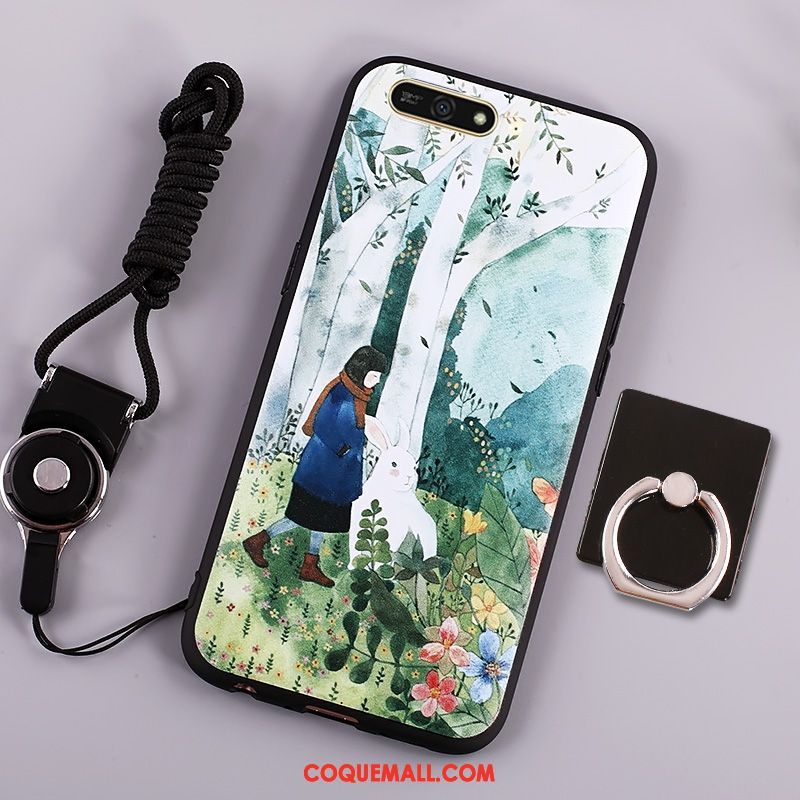 Étui Huawei Y6 2018 Dessin Animé Silicone Téléphone Portable, Coque Huawei Y6 2018 Bleu Marin