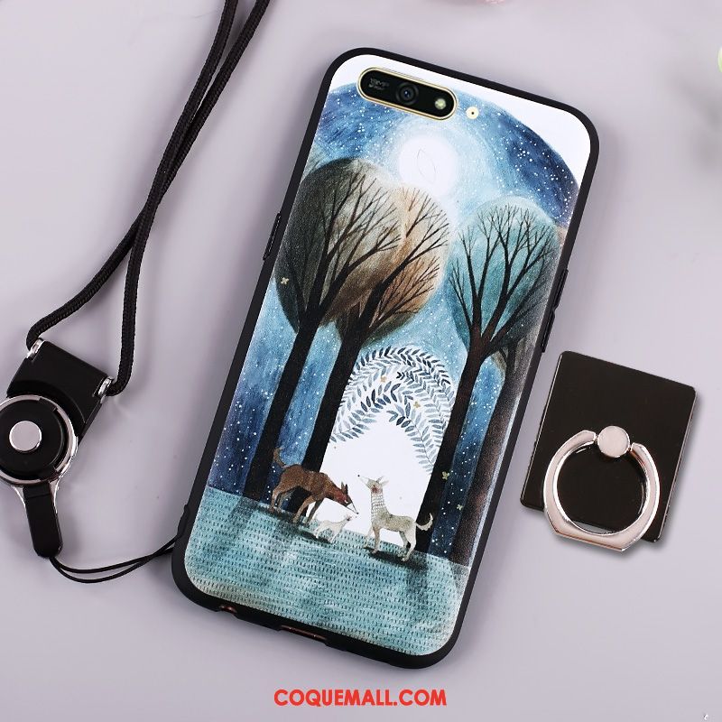 Étui Huawei Y6 2018 Dessin Animé Silicone Téléphone Portable, Coque Huawei Y6 2018 Bleu Marin