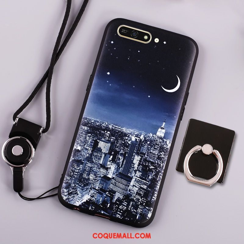 Étui Huawei Y6 2018 Dessin Animé Silicone Téléphone Portable, Coque Huawei Y6 2018 Bleu Marin