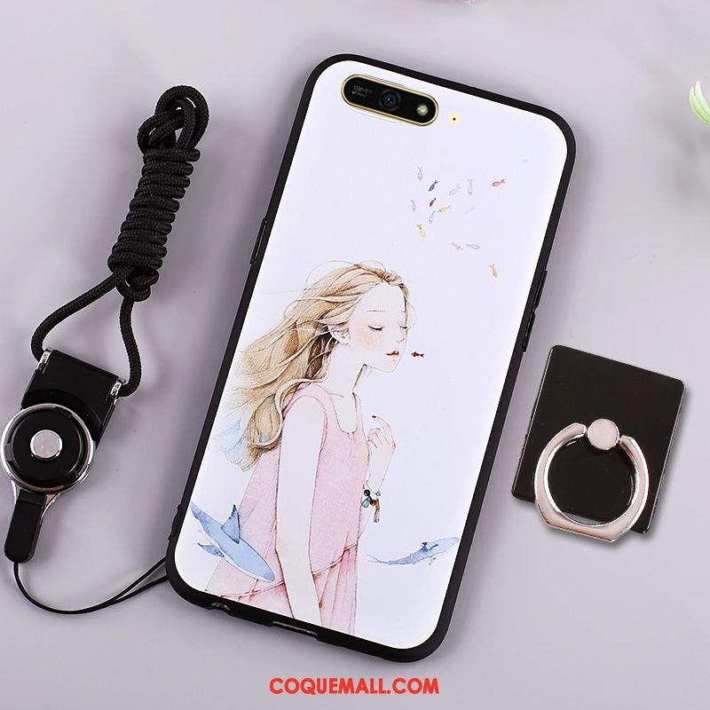 Étui Huawei Y6 2018 Dessin Animé Silicone Téléphone Portable, Coque Huawei Y6 2018 Bleu Marin