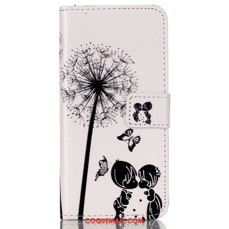 Étui Huawei Y6 2018 Fleur Peinture Étui En Cuir, Coque Huawei Y6 2018 Fluide Doux Pissenlit