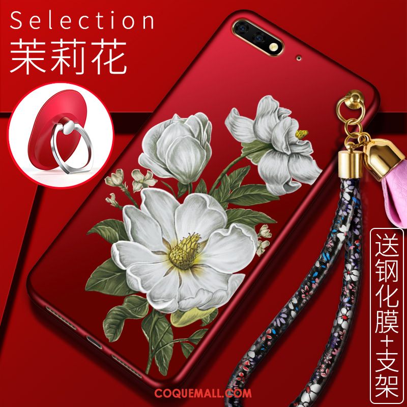 Étui Huawei Y6 2018 Fleurs Téléphone Portable Protection, Coque Huawei Y6 2018 Support Noir