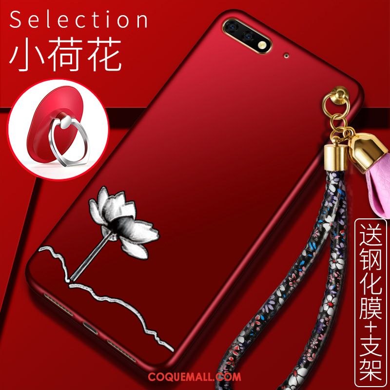 Étui Huawei Y6 2018 Fleurs Téléphone Portable Protection, Coque Huawei Y6 2018 Support Noir