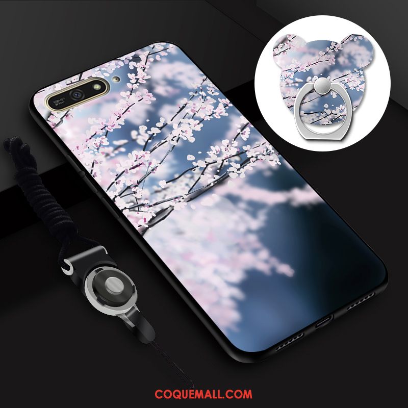 Étui Huawei Y6 2018 Fluide Doux Bleu Personnalité, Coque Huawei Y6 2018 Téléphone Portable