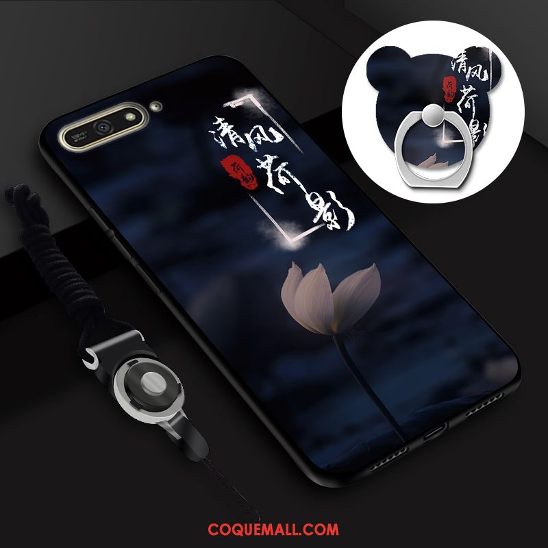 Étui Huawei Y6 2018 Fluide Doux Bleu Personnalité, Coque Huawei Y6 2018 Téléphone Portable