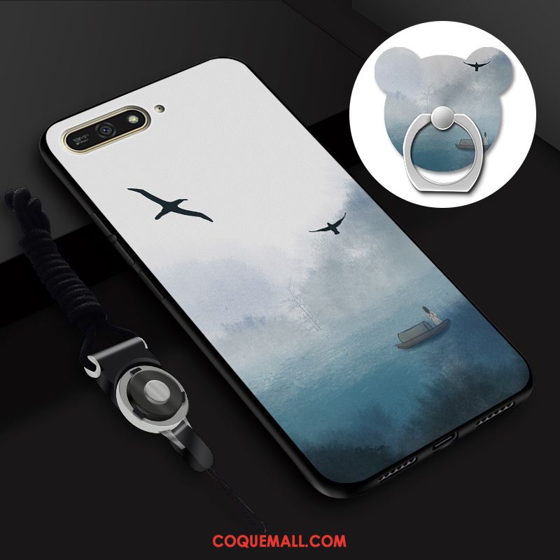 Étui Huawei Y6 2018 Fluide Doux Bleu Personnalité, Coque Huawei Y6 2018 Téléphone Portable