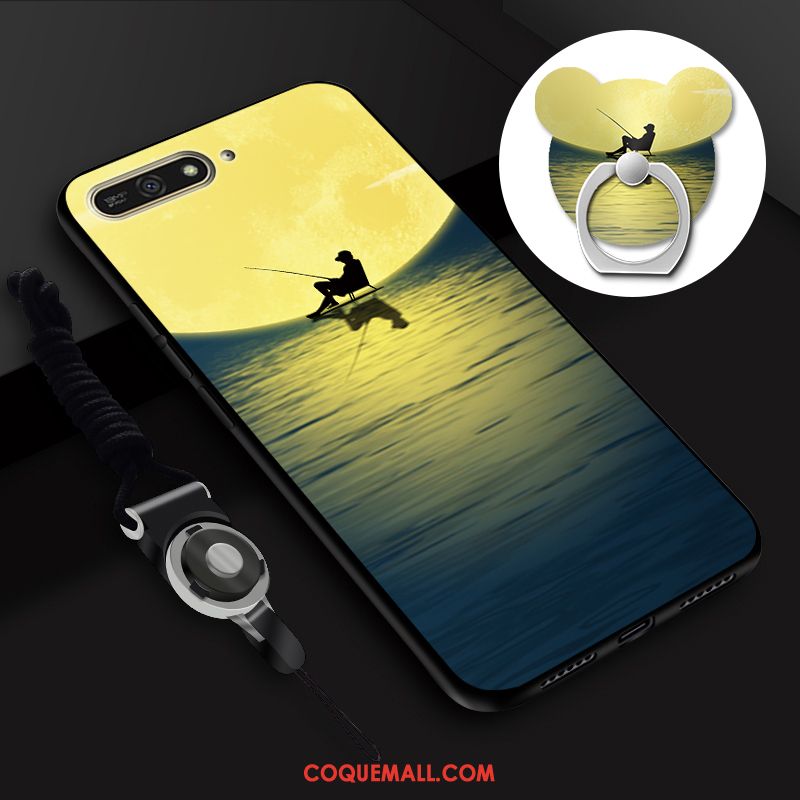 Étui Huawei Y6 2018 Fluide Doux Bleu Personnalité, Coque Huawei Y6 2018 Téléphone Portable