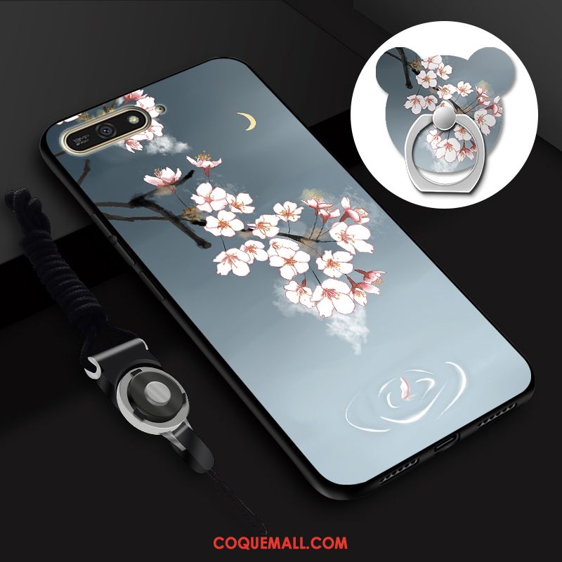 Étui Huawei Y6 2018 Fluide Doux Bleu Personnalité, Coque Huawei Y6 2018 Téléphone Portable