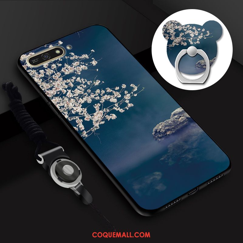 Étui Huawei Y6 2018 Fluide Doux Bleu Personnalité, Coque Huawei Y6 2018 Téléphone Portable