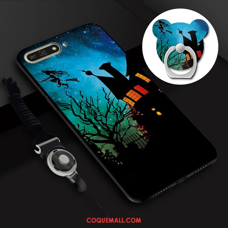 Étui Huawei Y6 2018 Fluide Doux Bleu Personnalité, Coque Huawei Y6 2018 Téléphone Portable