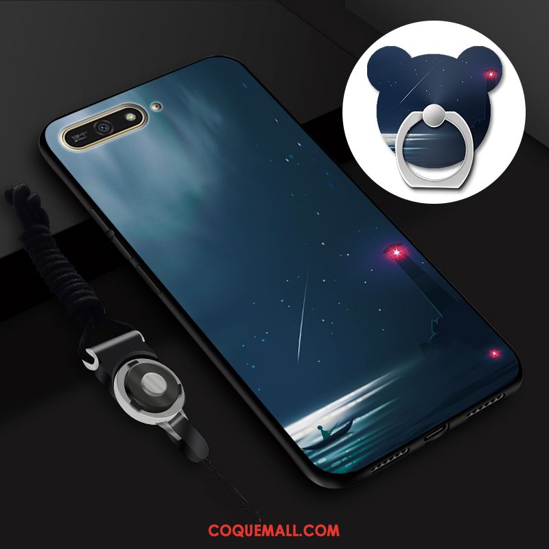 Étui Huawei Y6 2018 Fluide Doux Bleu Personnalité, Coque Huawei Y6 2018 Téléphone Portable