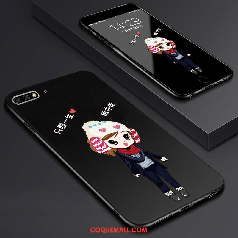 Étui Huawei Y6 2018 Fluide Doux Téléphone Portable Membrane, Coque Huawei Y6 2018 Noir Tempérer
