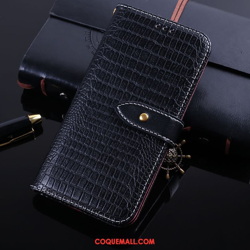 Étui Huawei Y6 2018 Gris Business Crocodile Modèle, Coque Huawei Y6 2018 Téléphone Portable Incassable