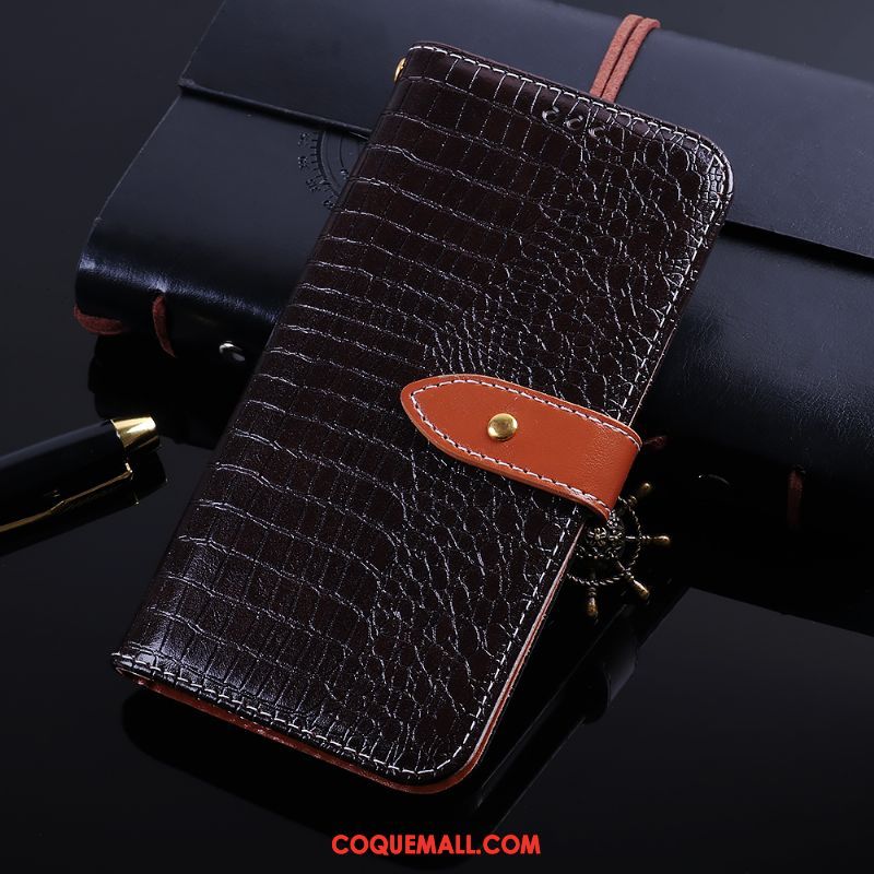 Étui Huawei Y6 2018 Gris Business Crocodile Modèle, Coque Huawei Y6 2018 Téléphone Portable Incassable