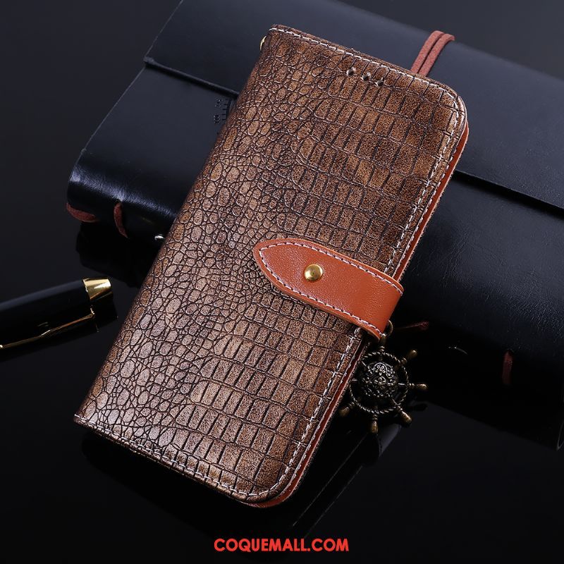 Étui Huawei Y6 2018 Gris Business Crocodile Modèle, Coque Huawei Y6 2018 Téléphone Portable Incassable