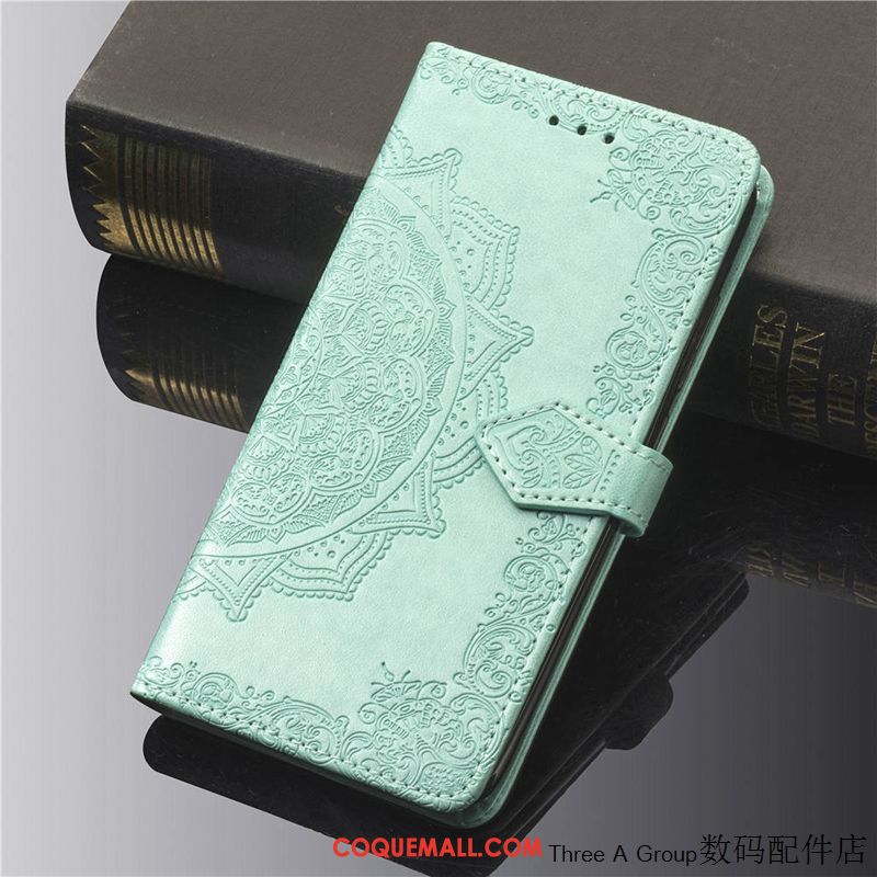 Étui Huawei Y6 2018 Incassable Bleu Étui En Cuir, Coque Huawei Y6 2018 Carte Téléphone Portable