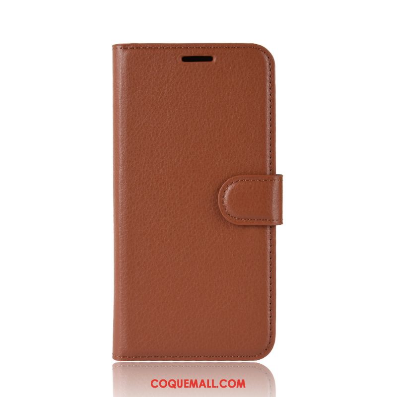 Étui Huawei Y6 2018 Litchi Protection Tout Compris, Coque Huawei Y6 2018 Téléphone Portable Carte Braun