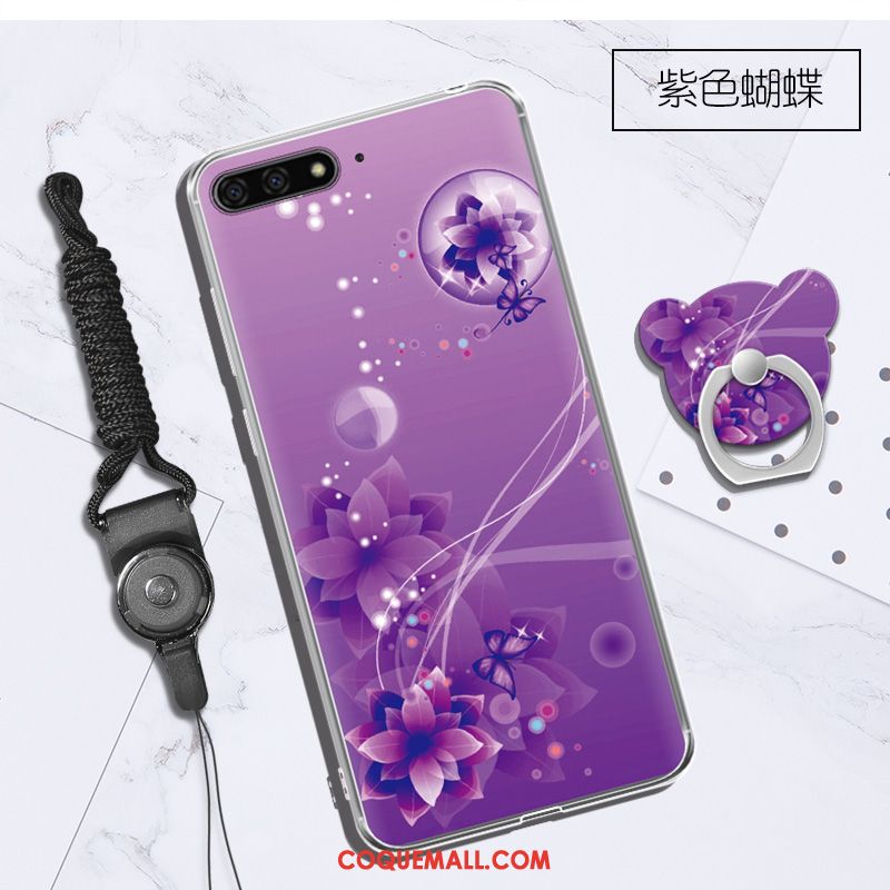 Étui Huawei Y6 2018 Ornements Suspendus Violet Téléphone Portable, Coque Huawei Y6 2018 Créatif