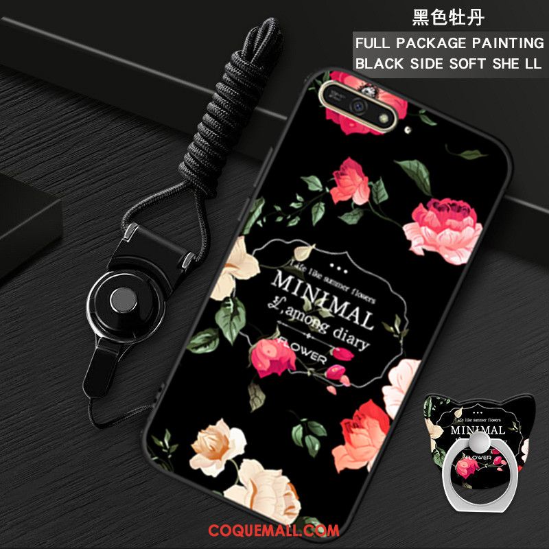 Étui Huawei Y6 2018 Protection Noir Anneau, Coque Huawei Y6 2018 Téléphone Portable