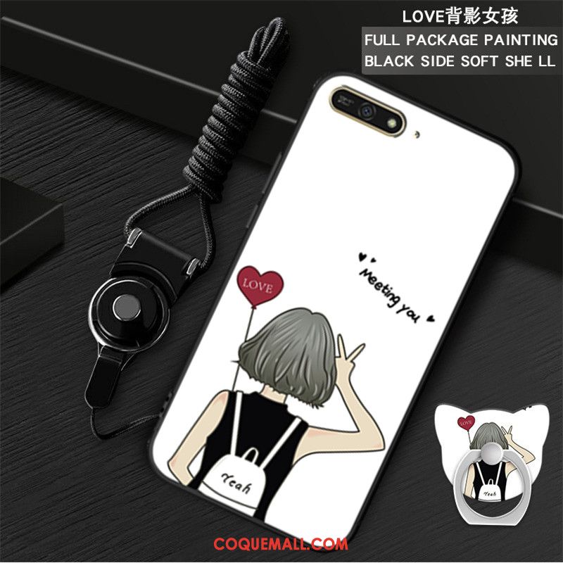 Étui Huawei Y6 2018 Protection Noir Anneau, Coque Huawei Y6 2018 Téléphone Portable