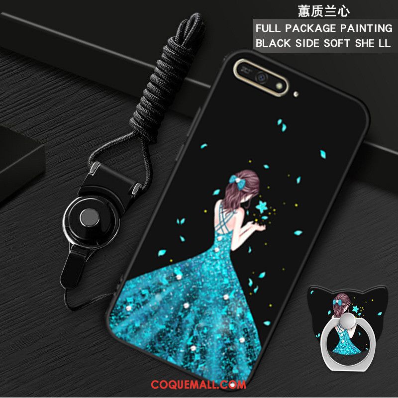 Étui Huawei Y6 2018 Protection Noir Anneau, Coque Huawei Y6 2018 Téléphone Portable