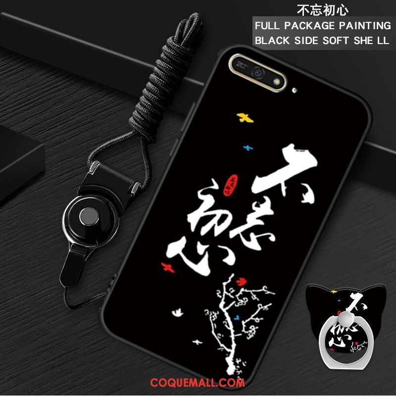 Étui Huawei Y6 2018 Protection Noir Anneau, Coque Huawei Y6 2018 Téléphone Portable