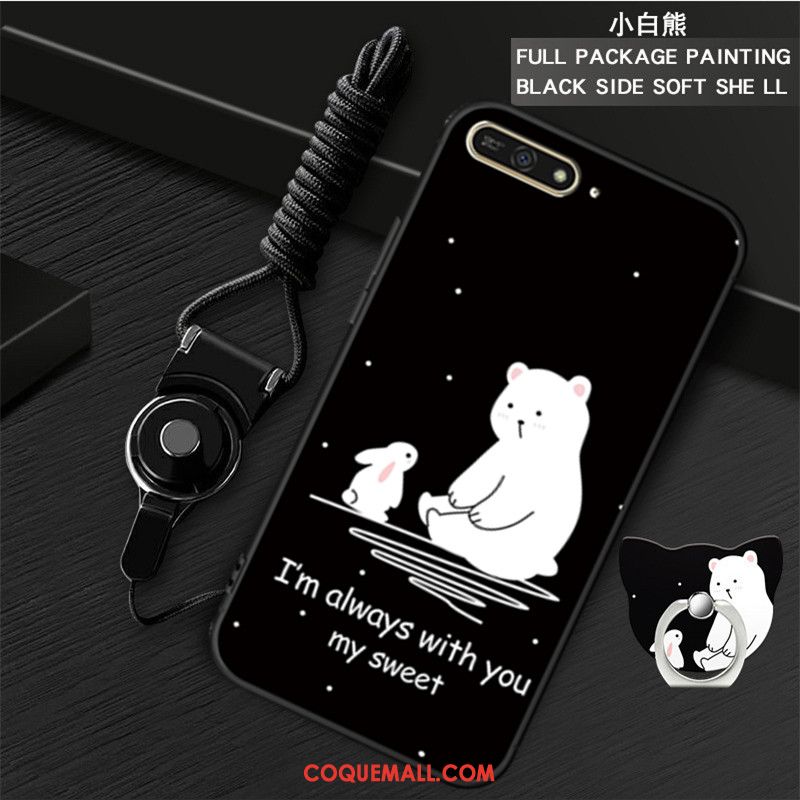 Étui Huawei Y6 2018 Protection Noir Anneau, Coque Huawei Y6 2018 Téléphone Portable