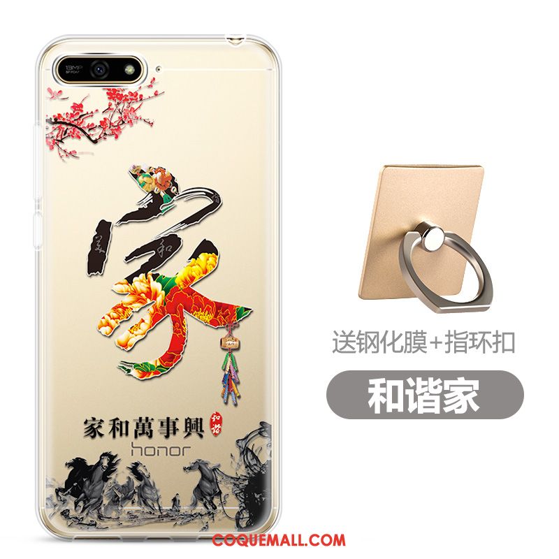 Étui Huawei Y6 2018 Rouge Transparent Téléphone Portable, Coque Huawei Y6 2018 Protection Dessin Animé