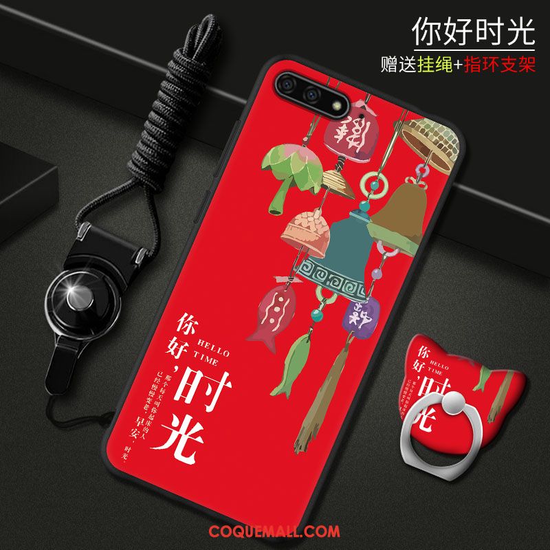 Étui Huawei Y6 2018 Téléphone Portable Incassable Rouge, Coque Huawei Y6 2018 Dessin Animé Protection