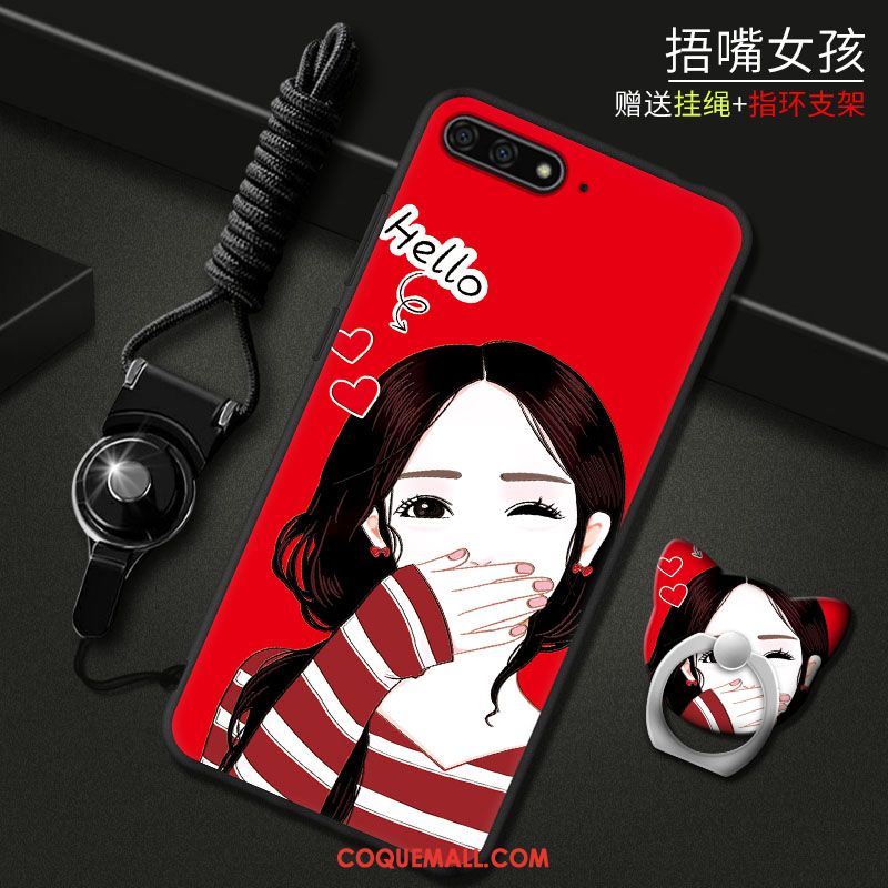 Étui Huawei Y6 2018 Téléphone Portable Incassable Rouge, Coque Huawei Y6 2018 Dessin Animé Protection